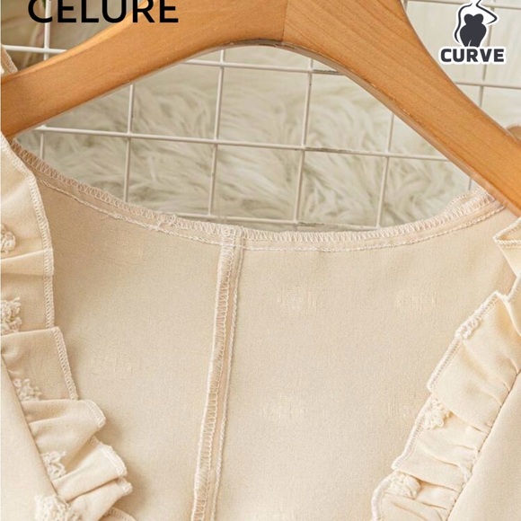 Chic Beige Ruffle Blouse - Picture 4 of 5